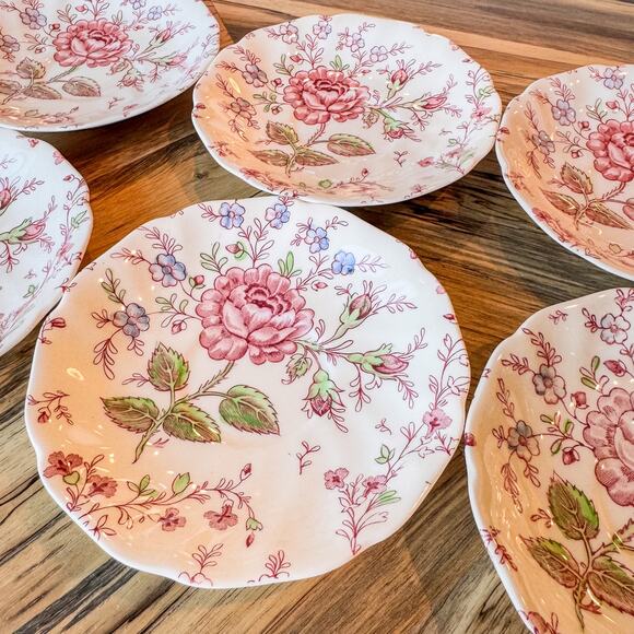 Set of 6-Johnson Brothers, 1930’s Rose Chintz Collection, Saucers, 5.75” - Picture 6 of 10